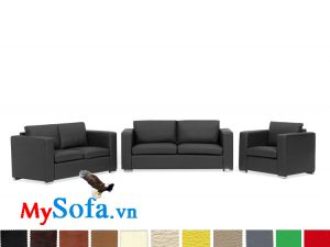 MyS-20011031 bộ sofa da màu đen hiện đại kê phòng khách nhà phố