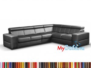 MyS-2001630 Ghế sofa góc da màu đen bóng sang trọng