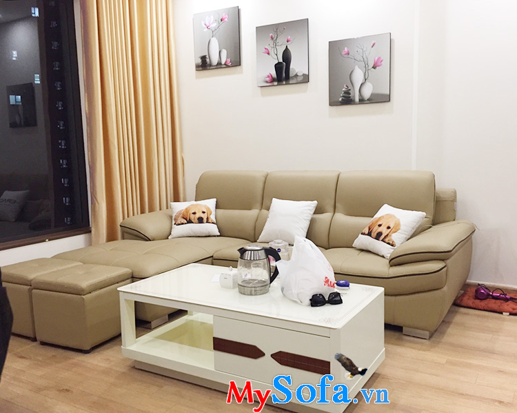 Hình ảnh Ghế sofa chữ L 3 chỗ đẹp hiện đại cho nhà chung cư