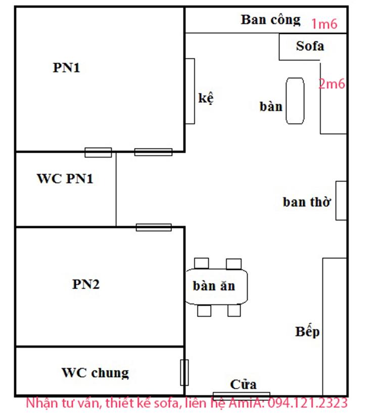 Hình ảnh ghế sofa cho căn hộ 2 phòng ngủ thiết kế dạng góc