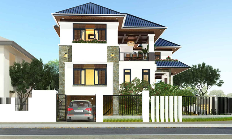 Hình ảnh Nhà biệt thự đẹp hiện đại và sang trọng được bao quanh khuôn viên