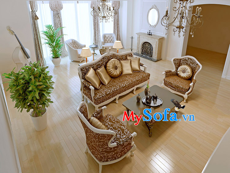 hinh anh ghe sofa tan co dien phong cach hoang gia chau au
