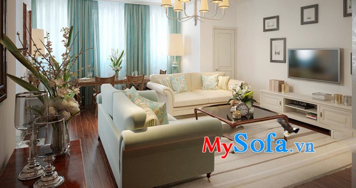 Hình ảnh Ghế sofa văng tân cổ điển đẹp cho phòng khách kê ghép bộ