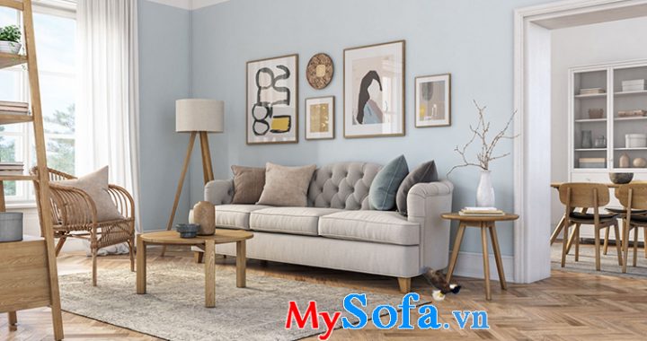 Hình ảnh Ghế sofa văng 3 chỗ phong cách Scandinavian cho phòng khách nhỏ xinh